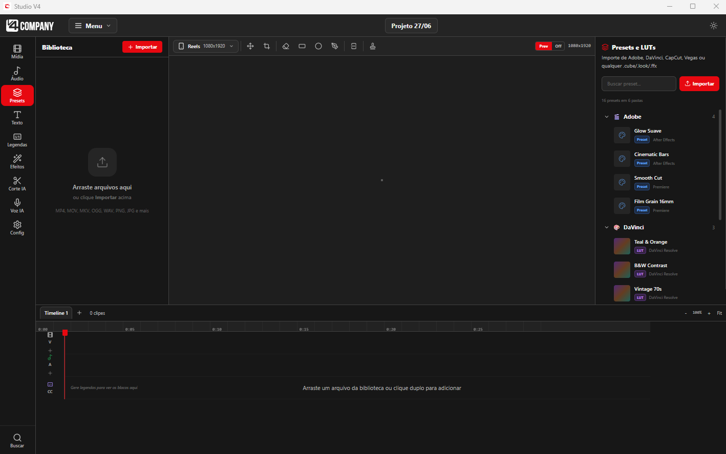 V4 Estúdio — editor de vídeo